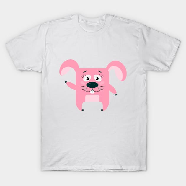 Square Pink Bunny T-Shirt by SquareTeddyBear